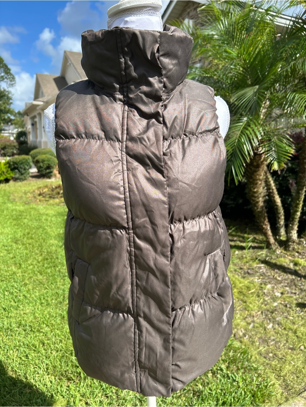NWOT🌸GAP Charcoal Grey Quilted Puffer Vest with High Collar